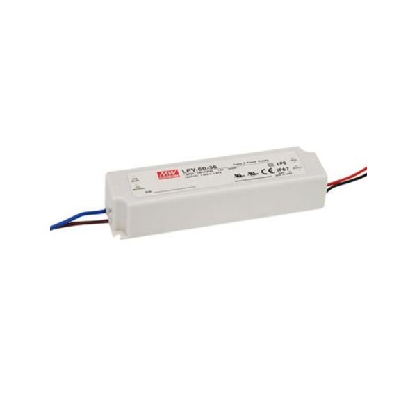 MEANWEELL LPV-60-24 - DRIVER LED MEANWELL PLASTICA IP67 60W 24V
