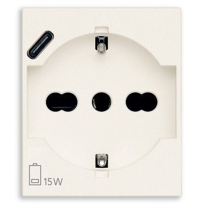 VIMAR 30210.USBB - Presa Universale SICURY 2P+T 16A con USB-C 15W Bianco