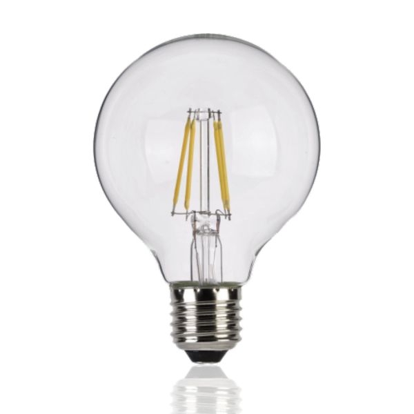 Lampadina Globo LED, filamento a vista, E27, 8W, 220Vac, Luce Naturale, Dimmerabile
