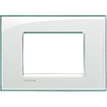 BTICINO LNA4803KA - BTICINO LNA4803KA - Placca Quadra 3 moduli - Acquamarina - LivingLight