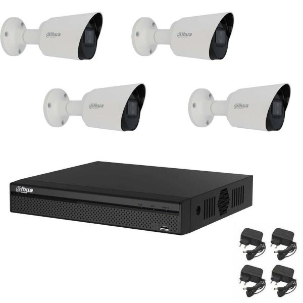 DAHUA KIT4TDVR1TB - KIT Videosorveglianza 4 Telecamere ibride, DVR 4 Canali, HDD WD 1TB