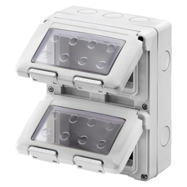 GEWISS GW27051 - Contenitore Per Apparecchi System Verticale Stagno, 8 Posti, Modulo 4x2, Grigio RAL 7035, IP55