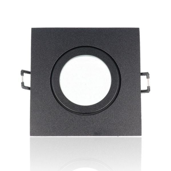Porta faretto quadrato da incasso mis.91x91mm, diam.60mm, Nero (senza portalampada)
