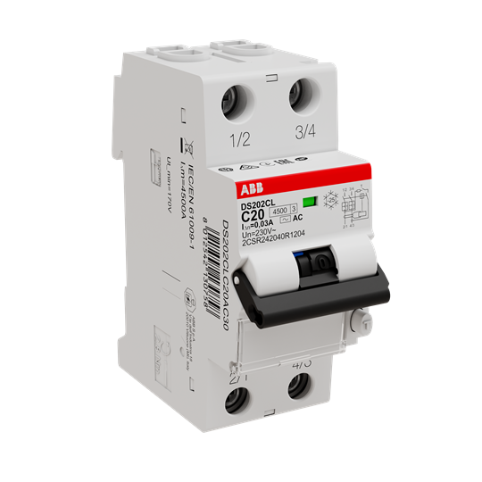 ABB DS2CLC20AC30 - Interruttore Magnetotermico Differenziale 2P Tipo AC C20