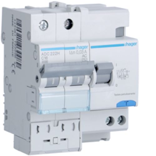 HAGER ADC222H - Interruttore Magnetotermico Differenziale 2P Tipo AC C16 30mA 4500A
