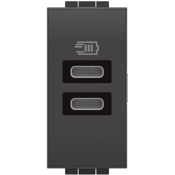 BTICINO L4191CC - LivingLight - Caricatore USB tipo C con 2 uscite tensione 5 Vdc - Antracite