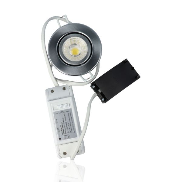 Faretto LED rotondo da incasso diam.86mm, orientabile, 7W, 220Vac, con regolazione temperatura luce (Calda - Naturale - Fredda) - Dimmerabile - Alluminio
