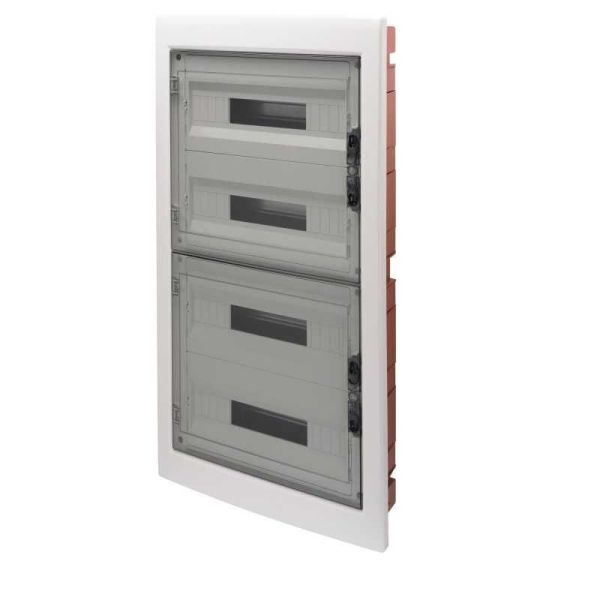 GEWISS GW40611 - Quadro Di Distribuzione Con Pannelli Finestrati E Telaio Estraibile, Porta Trasparente Fume, (18x4) 72 Moduli IP40