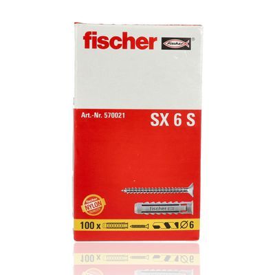 FISCHER 00570021 - Confezione di tasselli in nylon, 100pz. - SX 6 S