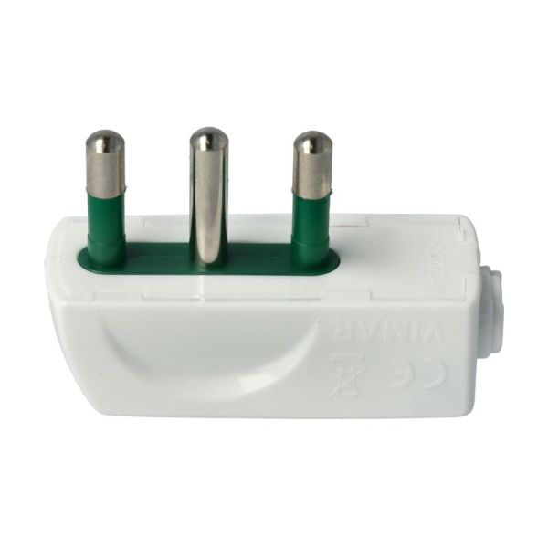 VIMAR 00207.B - Spina 2P+T 16A di tipoSPA17, con spinotti orientati a 90°, bianca