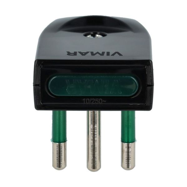 VIMAR 00203 - Spina 2P+T10A con spinotti orientabili, di tipo S11-SPB11, nera