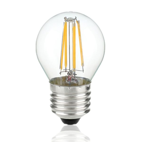 Lampadina Pallina LED, filamento a vista, E27, 4W, 220Vac, Luce Calda, Dimmerabile