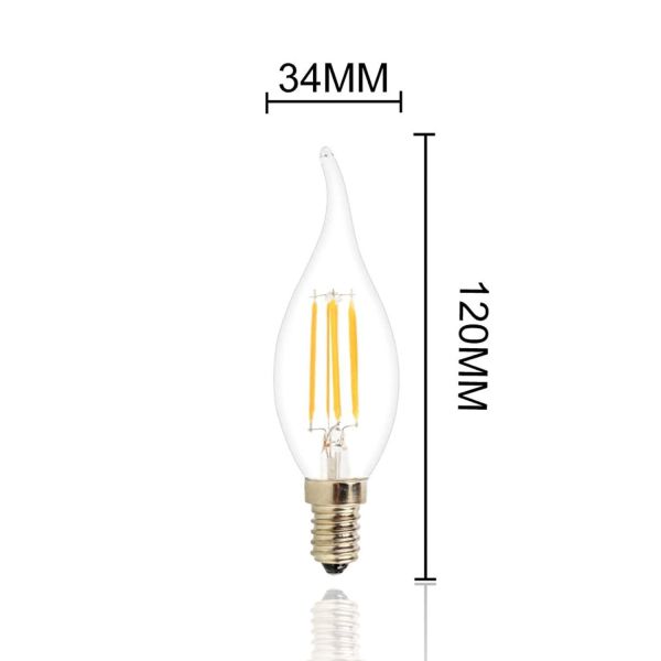 Lampadina Colpo di vento LED, filamento a vista, E14, 4W, 220Vac, Luce Calda, Dimmerabile