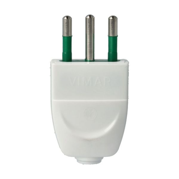 VIMAR 00201.B - Spina 2P+T 10 A 250V standard italiana, tipo S11, bianca, Vimar SUPER NOVA