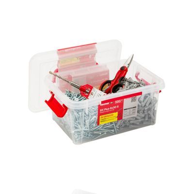 FISCHER 00570210 - Vaschetta  tasselli SX Plus 6x30 S 500pz + punta SDS Plus II + Forbici da elettricista