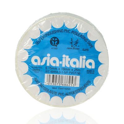 Nastro isolante PVC 19mm - 0.15mmX19mmX25m IMQ - bianco