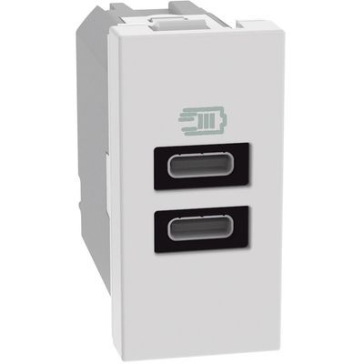 BTICINO JW4191CC - MatixGO - Caricatore USB con 2 porte tipo C Bianco