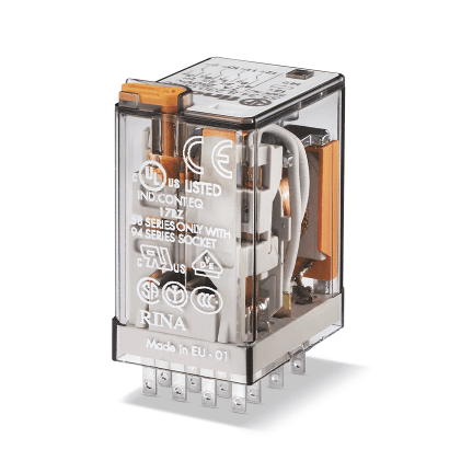 FINDER 553490240040 - Rele industriale DC 24 V AgNi Pulsante di prova + indicatore meccanico