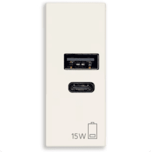 VIMAR 30292.AC15B - ALIMENTATORE USB A+C 15W 5V 1M BIANCO