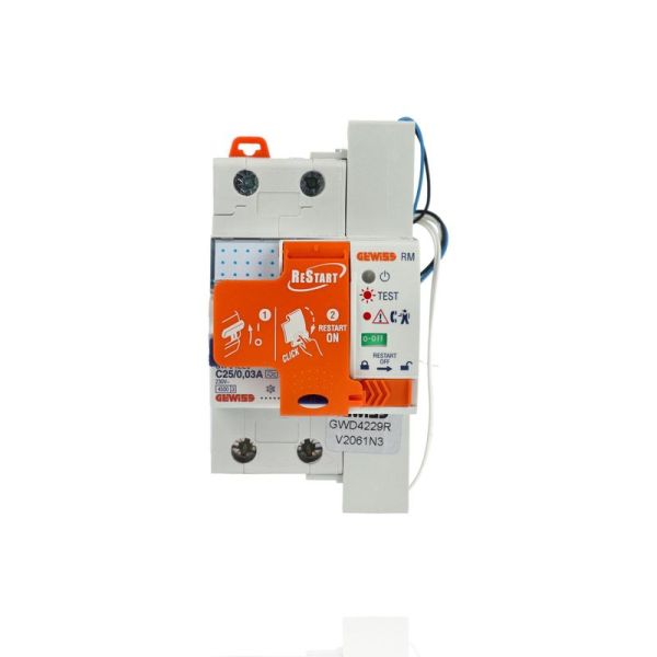 GEWISS GWD4229R - Interruttore Magnetotermico Differenziale Con Modulo Di Riarmo Automatico 2P Tipo A C25 30mA 4500A