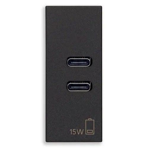 VIMAR 30292.CCG - Alimentatore USB C+C 15W 3A 5V nero