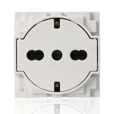 BTICINO KW4140A16F_BOX - 10 pezzi - Presa `Flat` Standard Tedesco E Bipasso 10/16A 250 V Ac  - Bianco - Now