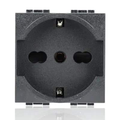 BTICINO L4140/16_BOX - 10 pezzi - Presa Standard Tedesco E Bipasso 10/16A 250 V Ac - Antracite - LivingLight