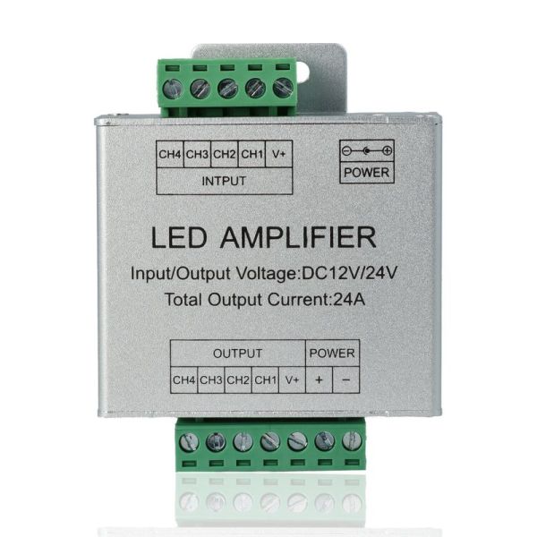 Amplificatore per strisce LED RBGW, 12/24Vdc, 24A