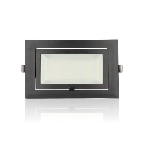 Faretto LED rettangolare da incasso mis.246x156mm, orientabile, 40W, 220Vac, con regolazione temperatura luce (Calda - Naturale - Fredda) - Nero