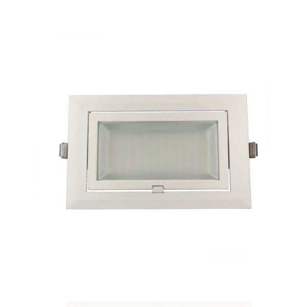 Faretto LED rettangolare da incasso mis.246x156mm, orientabile, 60W, 220Vac, con regolazione temperatura luce (Calda - Naturale - Fredda) - Bianco