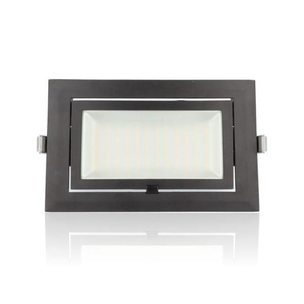 Faretto LED rettangolare da incasso mis.246x156mm, orientabile, 60W, 220Vac, con regolazione temperatura luce (Calda - Naturale - Fredda) - Nero