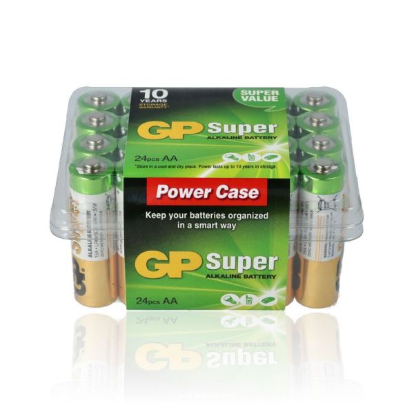 24 Batterie Gp Super Alkalina, 1.5V, 15A/Lr06, Stilo AA, Blister