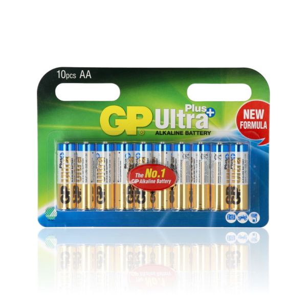 10 Batterie Gp Ultra Plus Alkalina, 1.5V, 15Aup/Lr6, Stilo AA, Blister