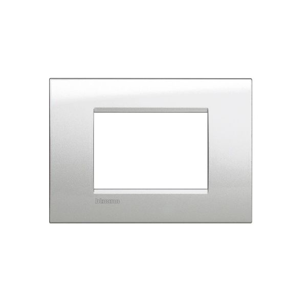 BTICINO LNA4803GL - Placca quadra 3 moduli - argento lunare - materiale metallo